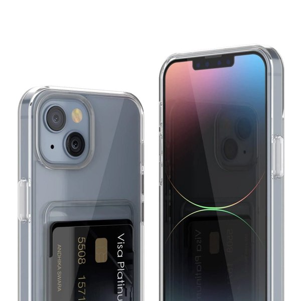 Rvelon iPhone 14 -läpinäkyvä kuori korttipaikalla