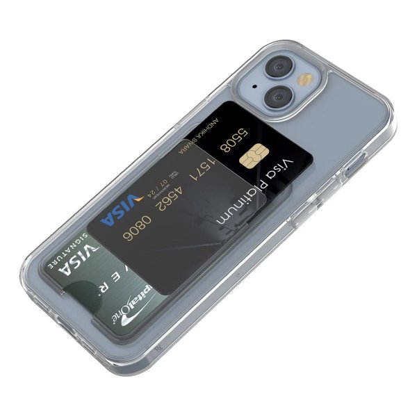 Rvelon iPhone 14 -läpinäkyvä kuori korttipaikalla