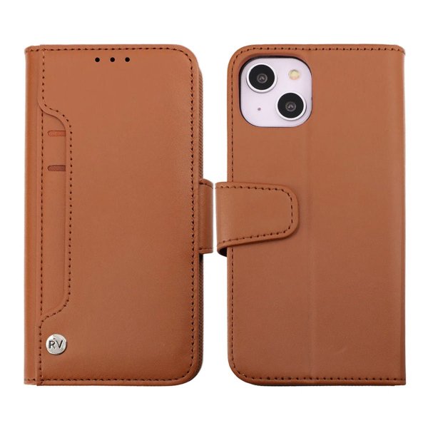 Rvelon iPhone 14 -kotelo, taitettava korttipaikka, ruskea