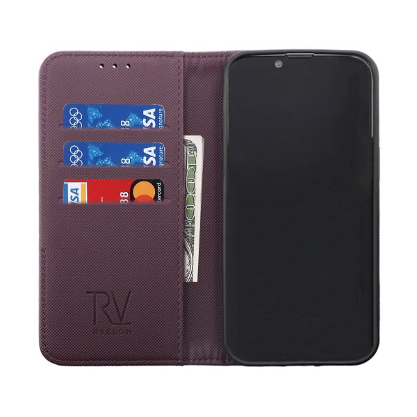 Rvelon iPhone 14 -kotelo, taitettava korttitasku, violetti