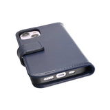 Rvelon iPhone 14 -suojakotelo, aitoa nahkaa, korttipaikat, sininen