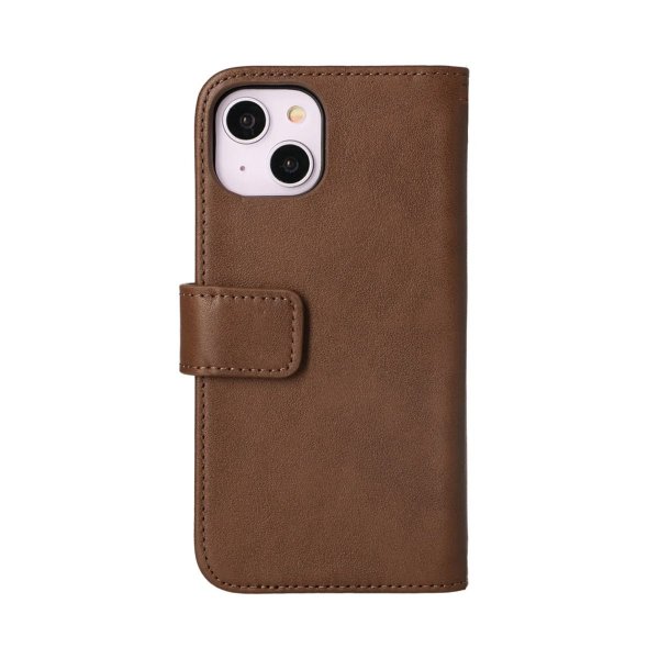 Rvelon iPhone 14 -suojakotelo, aitoa nahkaa, korttipaikka, ruskea