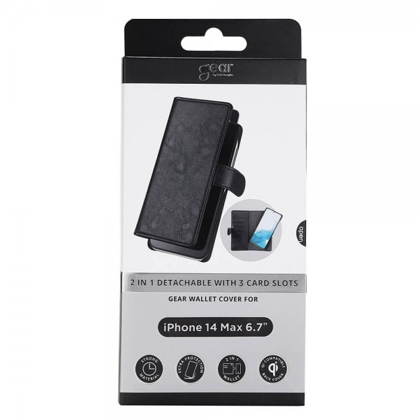 Gear iPhone 14 Plus Kotelo 2-in-1 Irrotettava ja 3 korttipaikkaa Musta