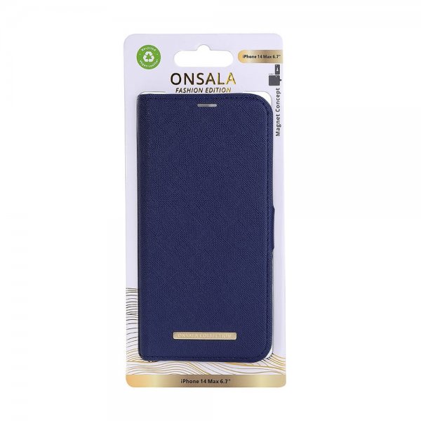 Onsala iPhone 14 Plus -suojakotelo, Fashion Edition, irrotettava kuori, laivastonsininen