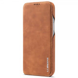 Lc.Imeeke iPhone 14 Plus Flip-suojakotelo, vaaleanruskea