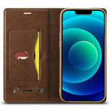 Lc.Imeeke iPhone 14 Plus -kotelo, korttitasku ulkopuolella, ruskea