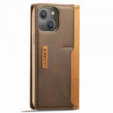 Lc.Imeeke iPhone 14 Plus -kotelo, korttitasku ulkopuolella, ruskea