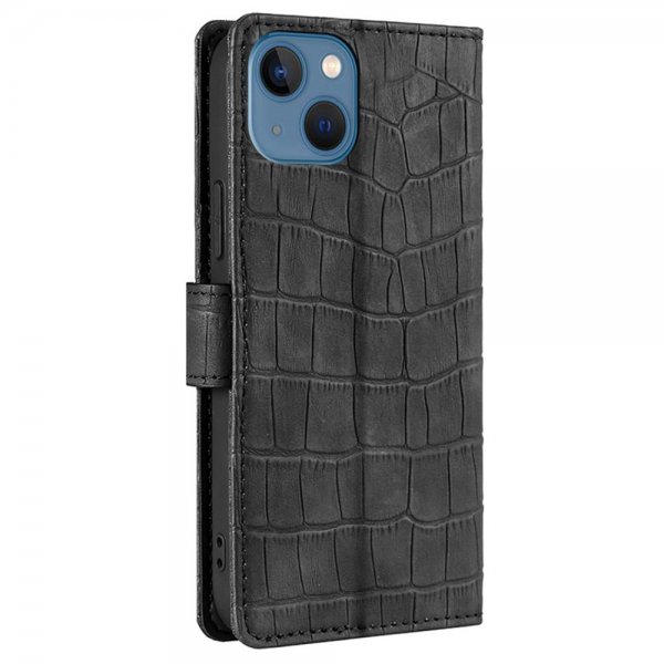 iPhone 14 Plus Krokotiilikuvioinen Kotelo Musta