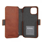 Krusell iPhone 14 Plus Kotelo Leather PhoneWallet Cognac