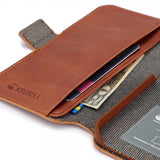 Krusell iPhone 14 Plus Kotelo Leather PhoneWallet Cognac