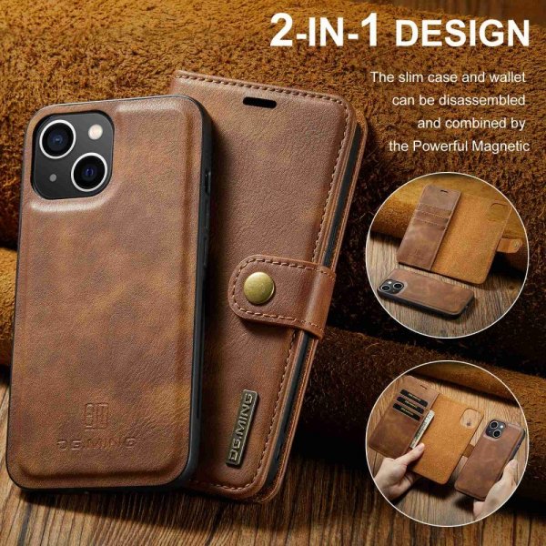Dg.Ming iPhone 14 Plus -kotelo, irrotettava kuori, ruskea