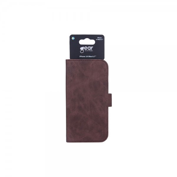 Gear iPhone 14 Plus -suojakotelo korttipidikkeellä, ruskea