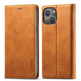 Lc.Imeeke iPhone 14 Plus -suojakotelo korttipaikalla, läppämalli, ruskea