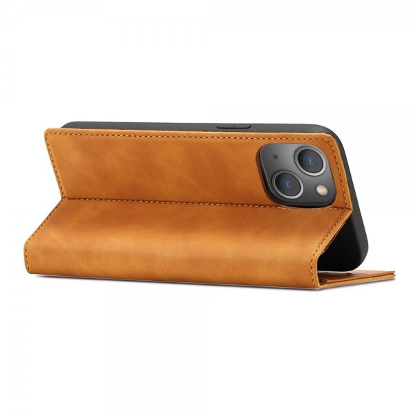 Lc.Imeeke iPhone 14 Plus -suojakotelo korttipaikalla, läppämalli, ruskea