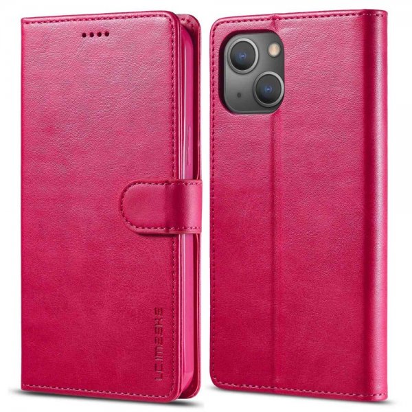 Lc.Imeeke iPhone 14 Plus Suojakotelo Korttipidikkeellä ja Jalustatoiminnolla Magenta