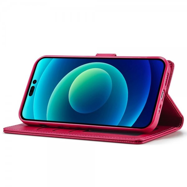 Lc.Imeeke iPhone 14 Plus Suojakotelo Korttipidikkeellä ja Jalustatoiminnolla Magenta