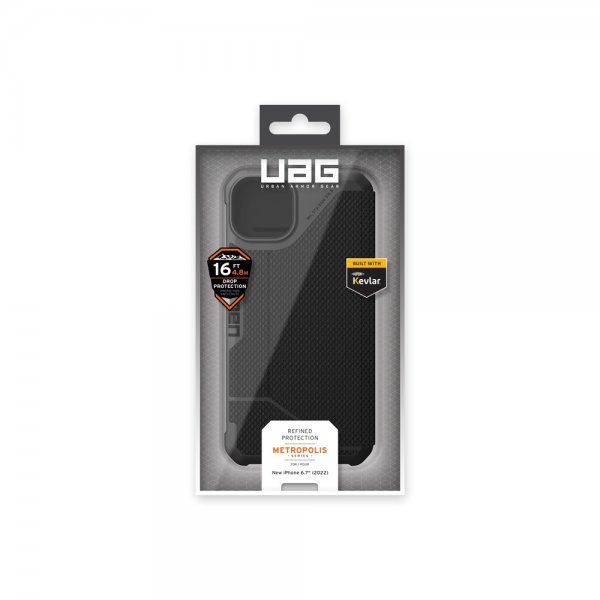 Urban Armor Gear (UAG) iPhone 14 Plus -suojakotelo Metropolis Kevlar Black