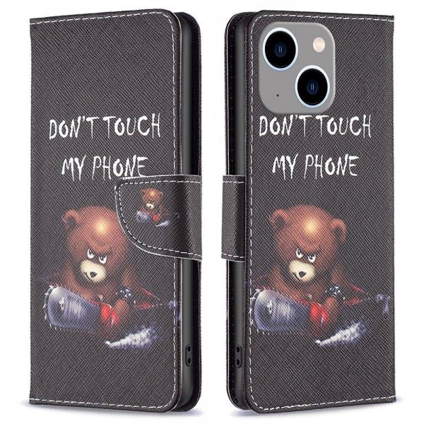 iPhone 14 Plus -kuori, jossa motiivina nalle "Don't Touch My Phone"