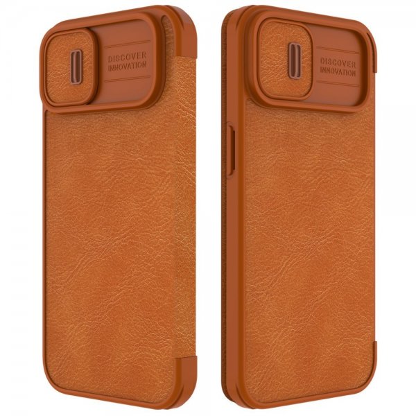 Nillkin iPhone 14 Plus -suojakotelo, Qin Pro Series, ruskea