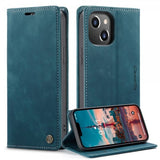 CaseMe iPhone 14 Plus -suojakotelo Retro Flip Petrol