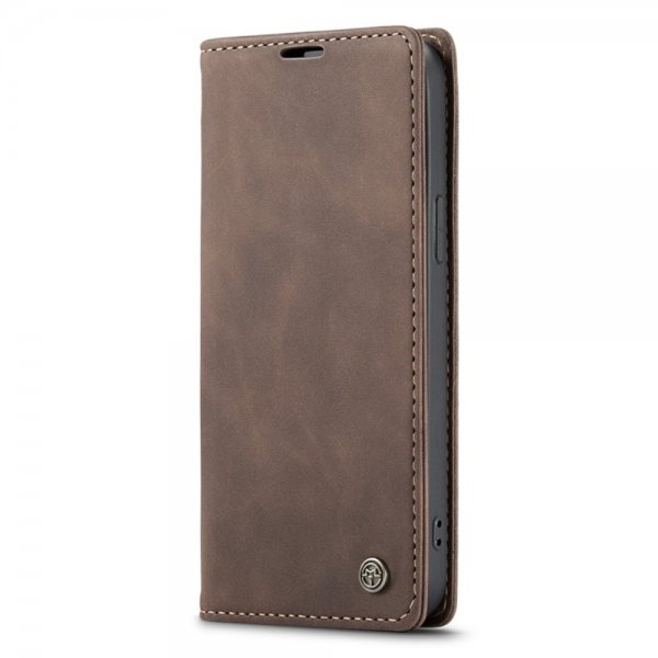 CaseMe iPhone 14 Plus Retro Flip -kotelo, kahvi