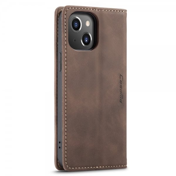 CaseMe iPhone 14 Plus Retro Flip -kotelo, kahvi