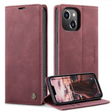 CaseMe iPhone 14 Plus Retro Flip -kotelo, punainen