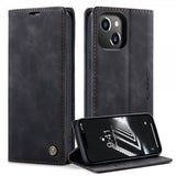 CaseMe iPhone 14 Plus Retro Flip -kotelo, musta