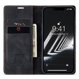 CaseMe iPhone 14 Plus Retro Flip -kotelo, musta