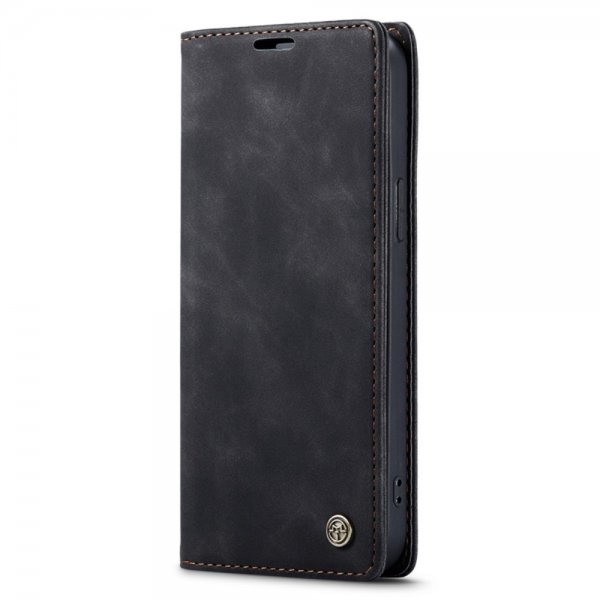 CaseMe iPhone 14 Plus Retro Flip -kotelo, musta