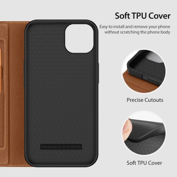 Dux Ducis iPhone 14 Plus -suojakotelo, Skin X2 Series, ruskea