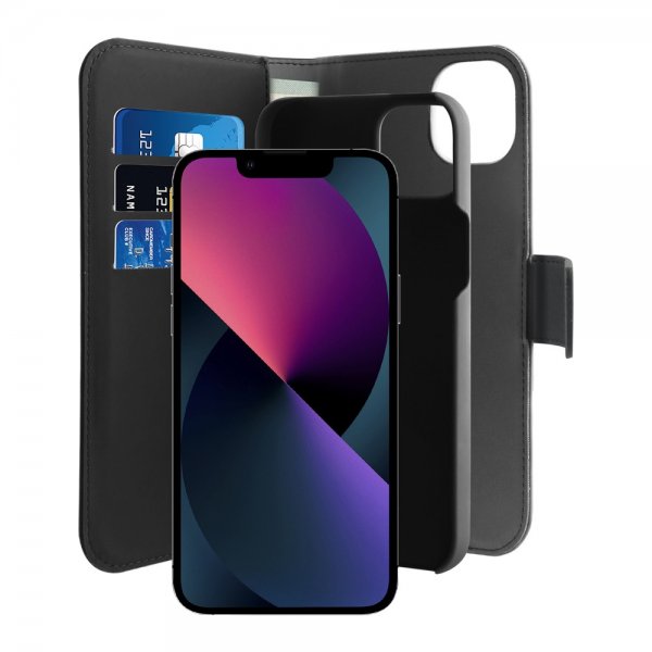 Puro iPhone 14 Plus Lompakkokotelo Irrotettava 2-in-1 Musta