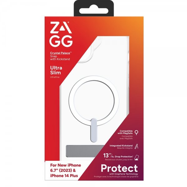 ZAGG iPhone 14 Plus/iPhone 15 Plus Suojakuori Crystal Palace Snap Kickstand Clear