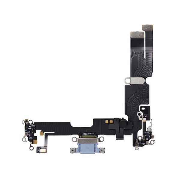 iPhone 14 Plus -latausliitin joustokaapelilla, alkuperäinen – sininen