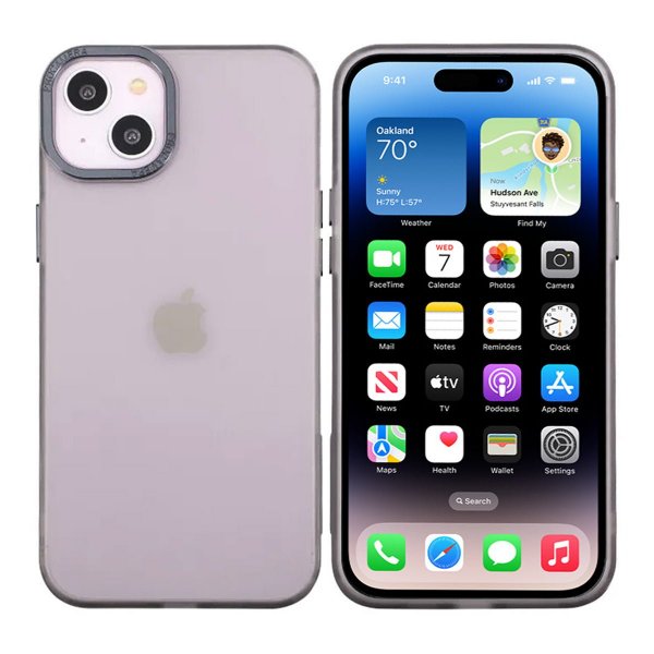 iPhone 14 Plus -kuori, kamerareunus, musta