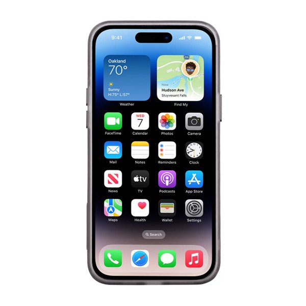 iPhone 14 Plus -kuori, kamerareunus, musta