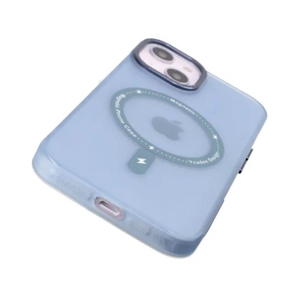 iPhone 14 Plus -kuori, kamerareunus, MagSafe, sininen