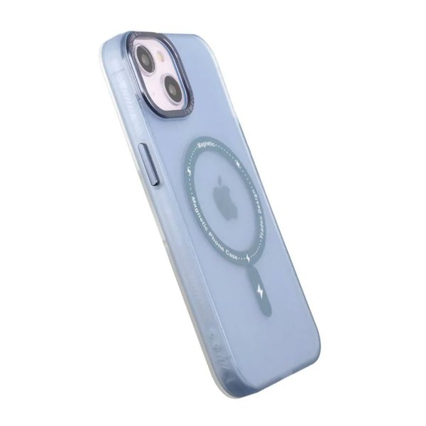 iPhone 14 Plus -kuori, kamerareunus, MagSafe, sininen