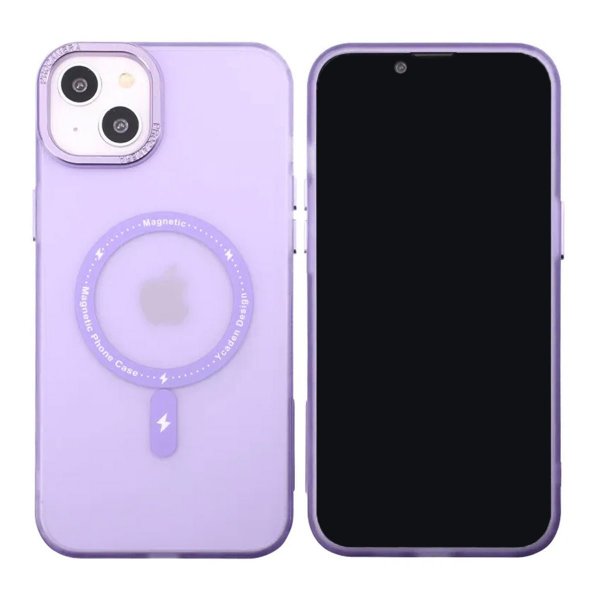iPhone 14 Plus -kuori, kamerareunus, MagSafe, violetti