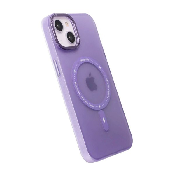 iPhone 14 Plus -kuori, kamerareunus, MagSafe, violetti
