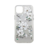 iPhone 14 Plus -kuori, jossa oksia ja kukkia -kuvio