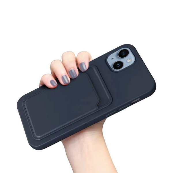 iPhone 14 Plus -kuori, korttikotelo, sininen