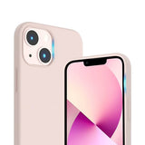 Rvelon iPhone 14 Plus -silikonikotelo hiekanvaaleanpunainen