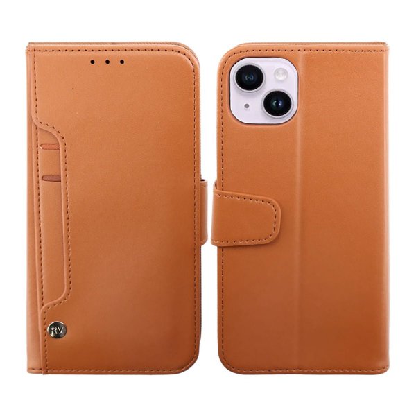 Rvelon iPhone 14 Plus -kotelo, taitettava korttipaikka, ruskea