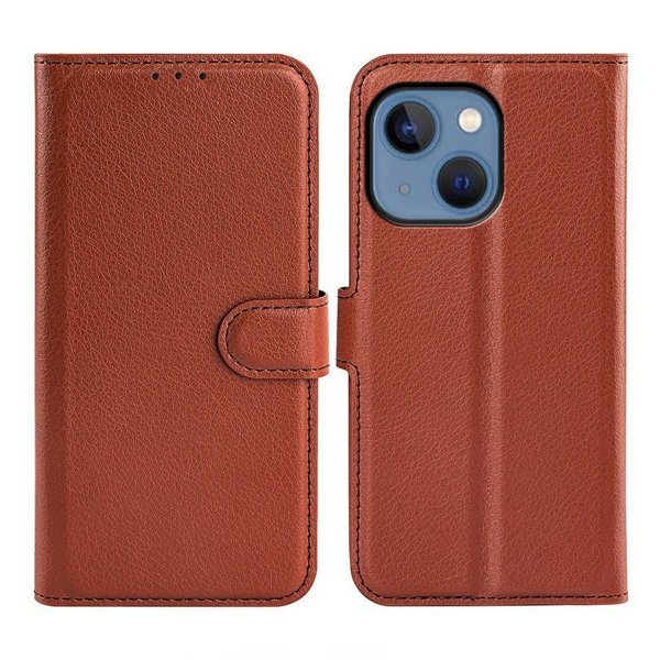 iPhone 14 Plus -suojakuori, jossa jalusta, ruskea