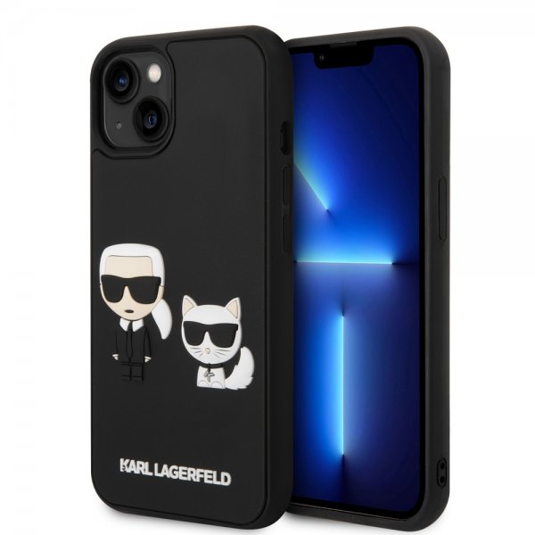 Karl Lagerfeld iPhone 14 Plus -suojakuori 3D Rubber Karl & Choupette Musta