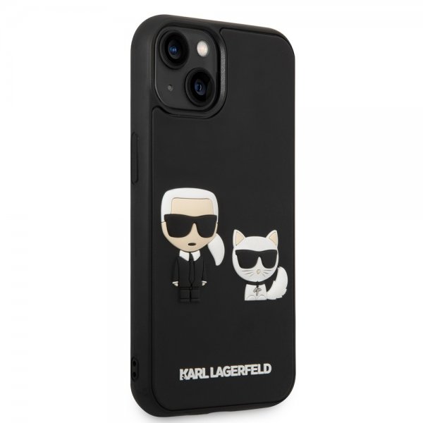 Karl Lagerfeld iPhone 14 Plus -suojakuori 3D Rubber Karl & Choupette Musta