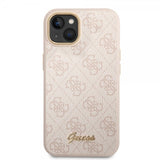 Guess iPhone 14 Plus -suojakuori, 4G Logo, ruusukulta