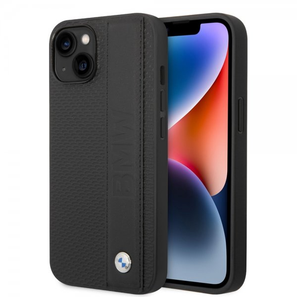 BMW iPhone 14 Plus -kuori Big Logo Stripe, musta