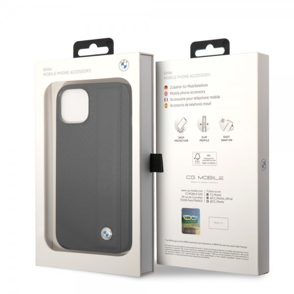BMW iPhone 14 Plus -kuori Big Logo Stripe, musta